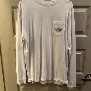 Vineyard Vines White Long Sleeve Tee with Pocket